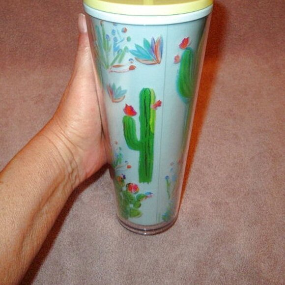 NEW Starbucks ARIZONA Cold Cup TUMBLER Venti 24 oz CACTUS Desert LID STRAW 2021 - Picture 5 of 8